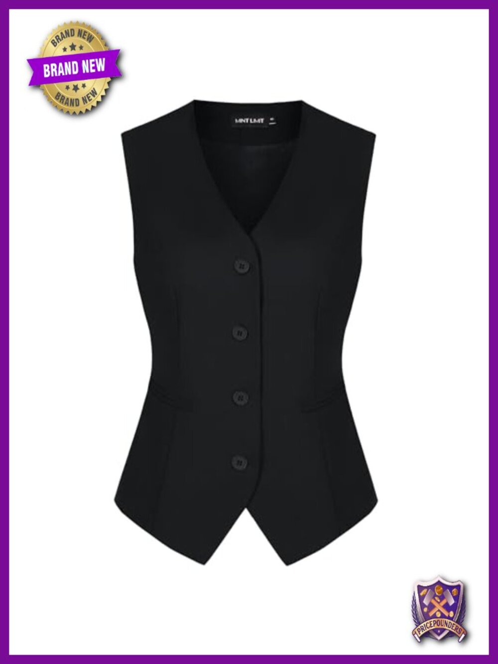 MINTLIMIT Women's Fully Lined Single-Breasted Waistcoat Vest Slim Fit V-Neck